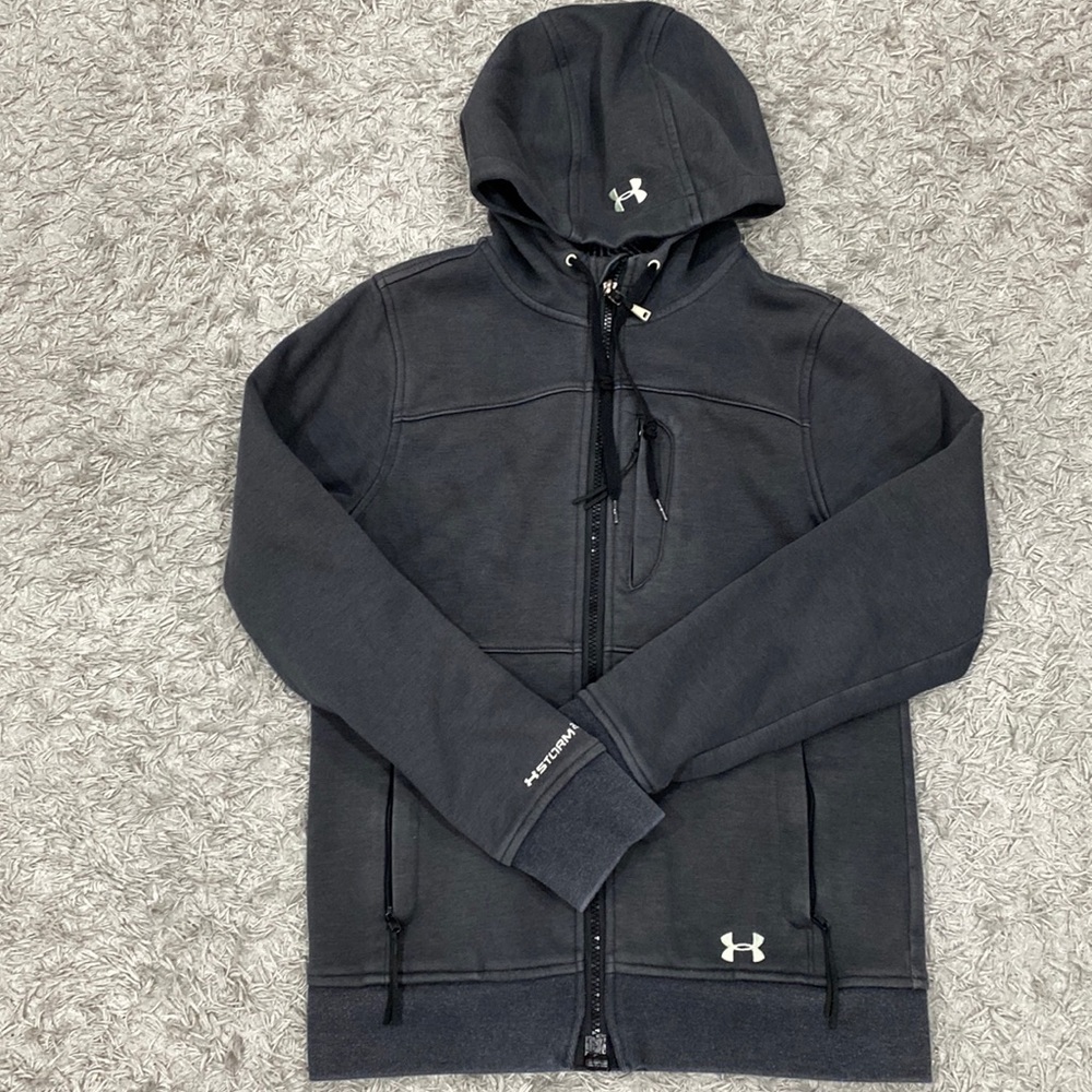 Under Armour Women;s Dark Gray Zip up hoodie, Coldgear infrared (XS)